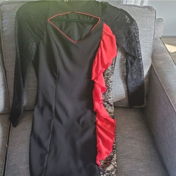 Halston Heritage Women Black diamond key hole Neck Long-Sleeve Lace Dres… - Picture 8 of 16